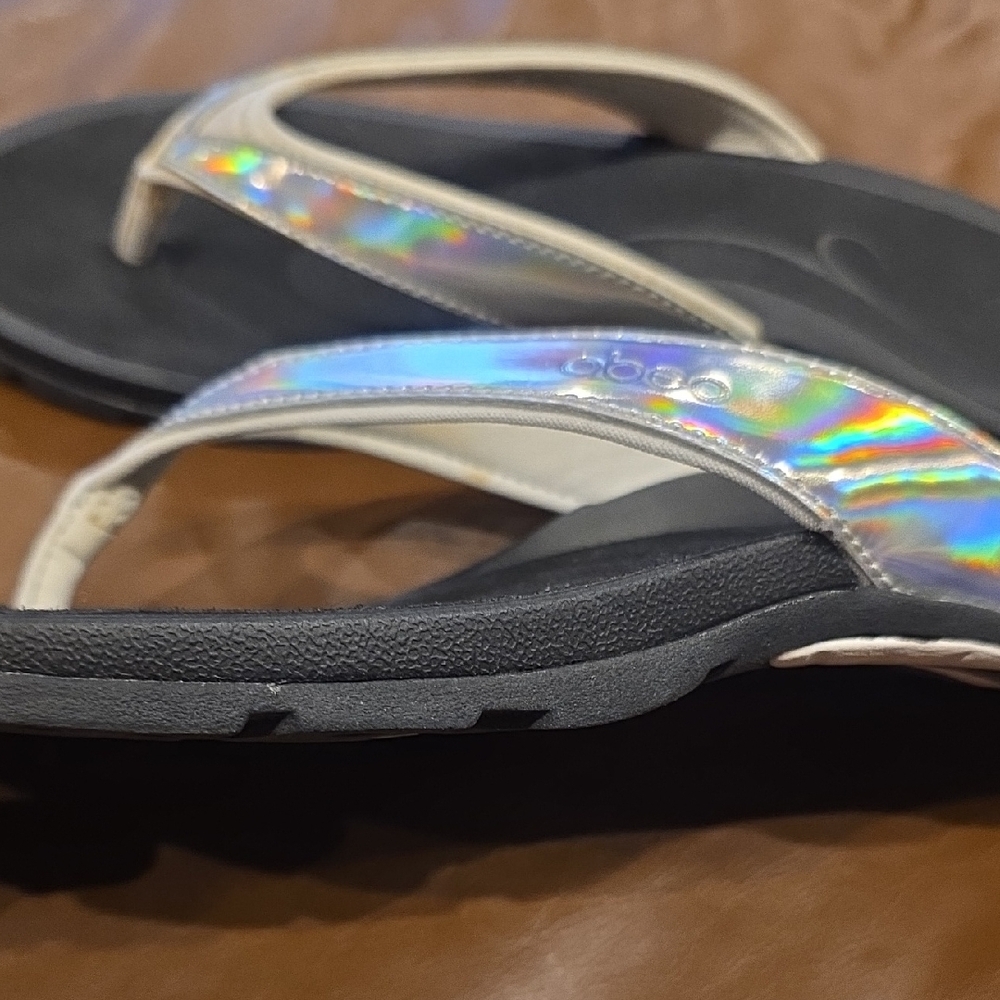 Abeo Alea Women's Silver & White Sandals Sz 8 - Picture 5 of 6